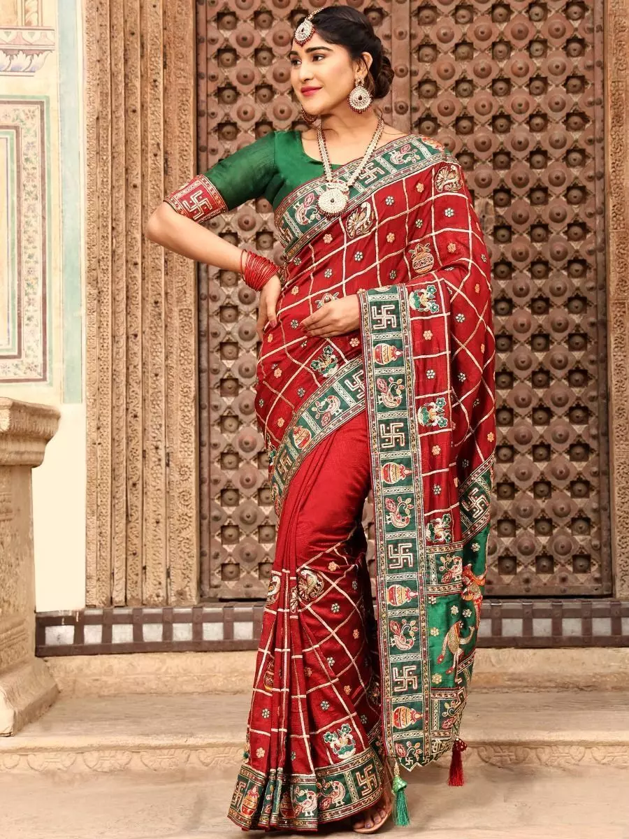 7 Shades of Banarasi Katan Silk Sarees for This Wedding Season – WeaverStory